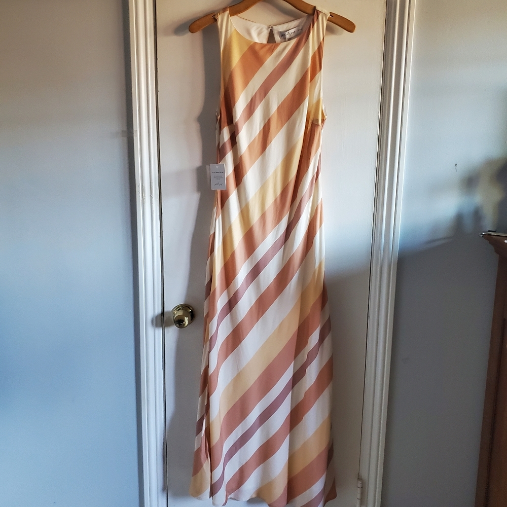 Petal & Pup Flavia Maxi Dress Brown Stripes Size S Brunch Cocktail Vacation - Picture 3 of 16
